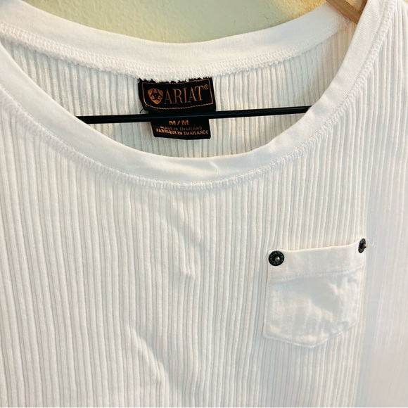 Ariat Ribbed Pocket Tank Top Bundle Womens Size Medium White Aqua Tanktops - Picture 9 of 13